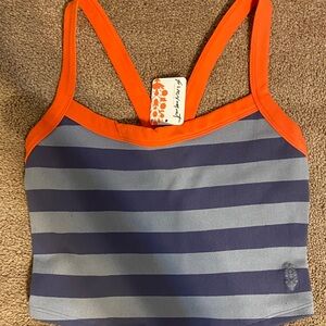 FP Movement by Free People Orange and Blue Striped Tank Top